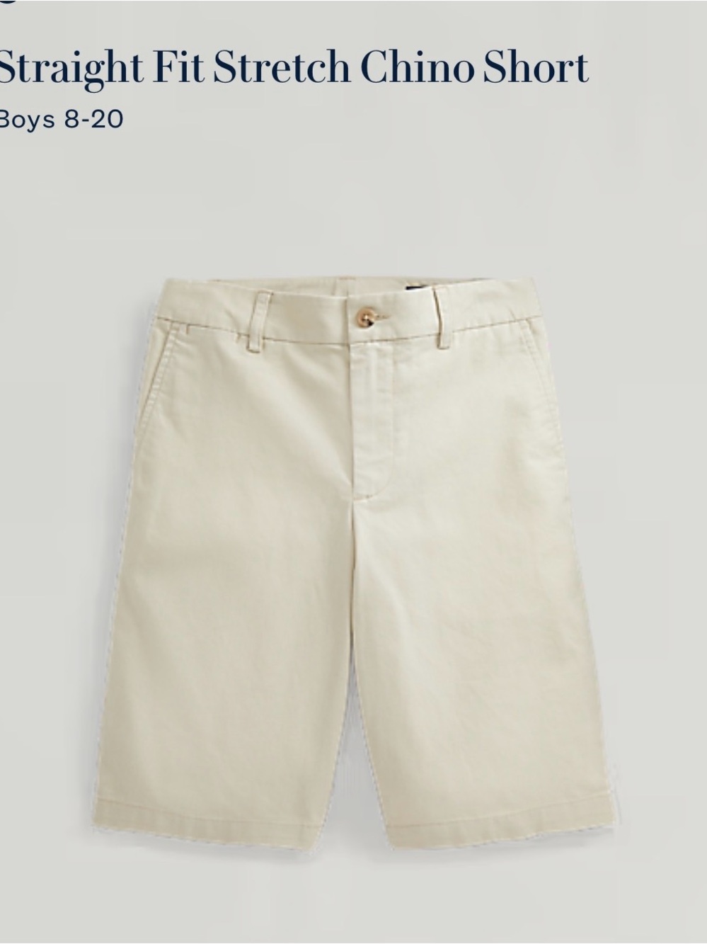 Boys Straight Fit Stretch Chino Shorts in Cream RALPH LAUREN size 14